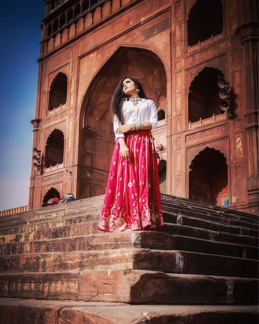 white shirt with lehenga